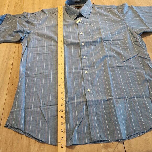 Botany 500 Shirt Vintage Button Down Short Sleeve Blue Pinstriped‎ 17.5 NEW NWT - Picture 11 of 11